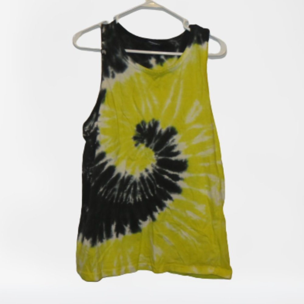 Imperious Black & Yellow Tie Dye Tank Top